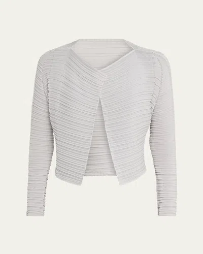 Issey Miyake Jiggly Pleated Plisse Open Cardigan In Gray
