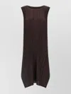 Issey Miyake July Midi Dress Round Neckline In Brown