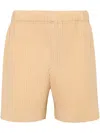 Issey Miyake July Pleated Shorts In Yellow