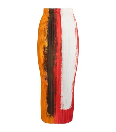 Issey Miyake Jump Midi Skirt In Orange