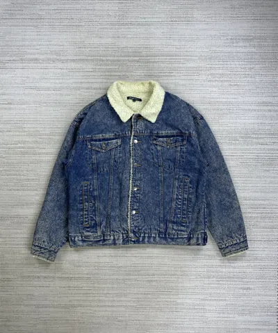 Pre-owned Issey Miyake Jungle Storm Denim Blue Multipocket Sherpa Denim Jacket