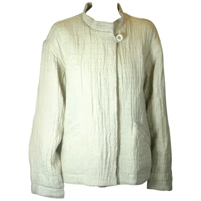 Pre-owned Issey Miyake Jute And Wool Crinkle Jacket In Sand