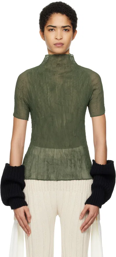 Issey Miyake Khaki Chiffon Twist 3 T-shirt In 69 Night Green