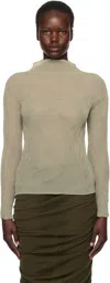 Issey Miyake Khaki Chiffon Twist 3 Turtleneck In 60 Kudzu Khaki
