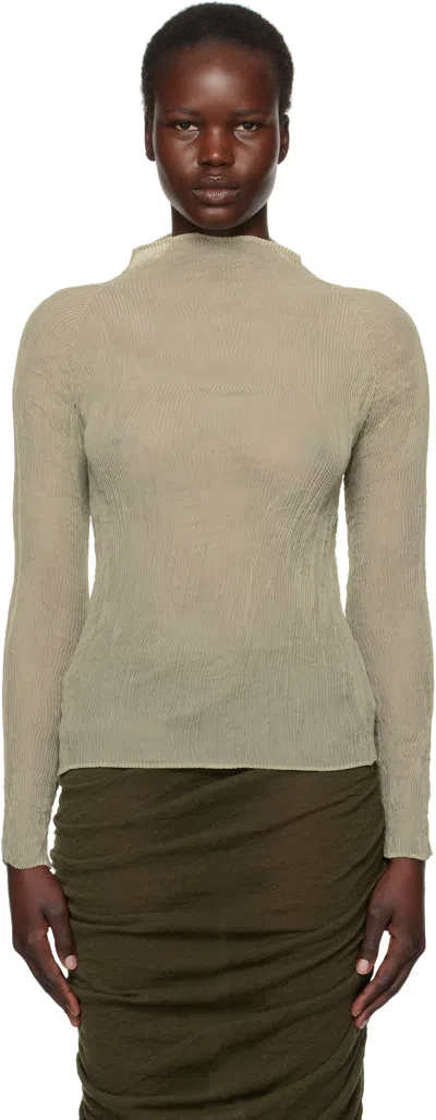 Issey Miyake Khaki Chiffon Twist 3 Turtleneck In 60 Kudzu Khaki