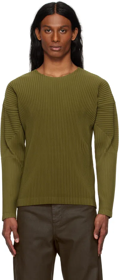 Issey Miyake Khaki Color Pleats T-shirt In Brown