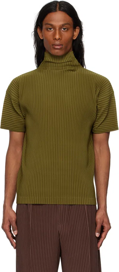 Issey Miyake Khaki Color Pleats T-shirt In Brown