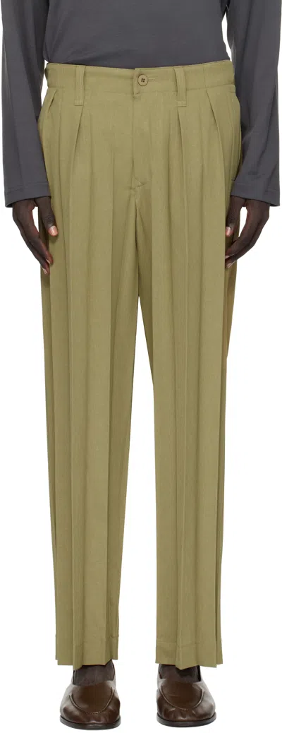 ISSEY MIYAKE KHAKI EDGE ENSEMBLE TROUSERS
