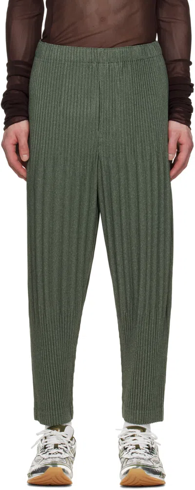 Issey Miyake Khaki Heather Pleats Trousers In 65-khaki