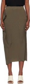 Issey Miyake Khaki Soft Fold Pleats Midi Skirt In Gray
