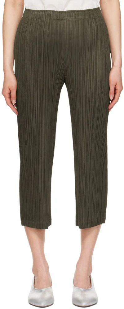 Issey Miyake Khaki Thicker Bottoms 2 Trousers In 65
