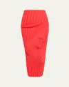 Issey Miyake Knit As It Is Long Skirt In Orange