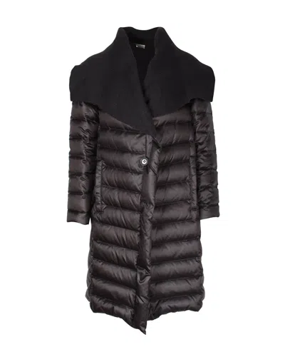 Issey Miyake Knit Collar Down Coat In Black Nylon