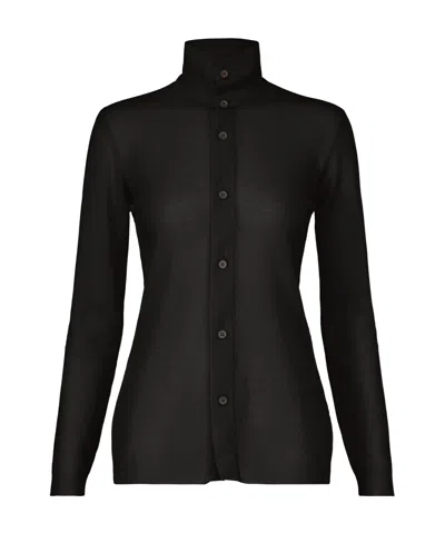 Issey Miyake Knit Shirt In 15 Black