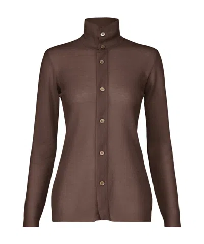 Issey Miyake Knit Shirt In Brown