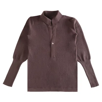Pre-owned Issey Miyake Knit Shirt 'nasu Brown' | Women's Size 2