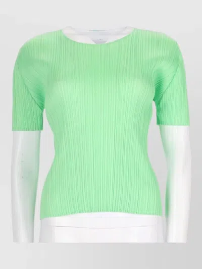 Issey Miyake Knit Top Stretch Crew Neck Short Sleeves In Multi