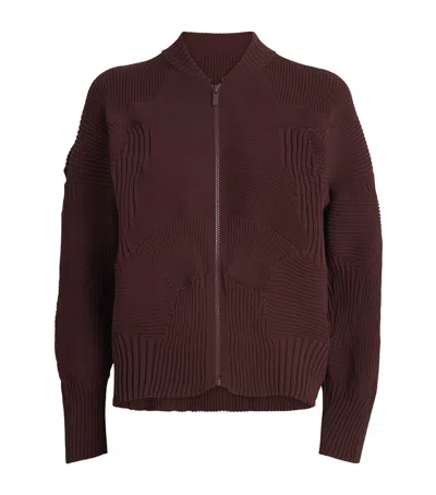 Issey Miyake Knitted Kone Kone Jacket In Brown