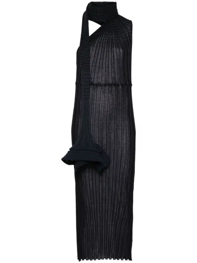 Issey Miyake Knitted Long Dress In Black