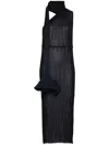 Issey Miyake Womens Black Hued Asagao One-shoulder Knitted Midi Dress In Black