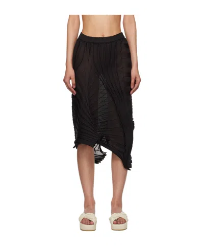 Issey Miyake Knitted Mid-length Skirt In Black