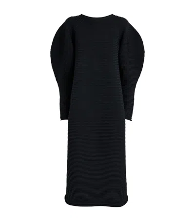 Issey Miyake Knitted Powan Midi Dress In Black