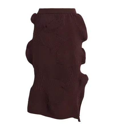 Issey Miyake Kone Kone Knit Skirt In Brown