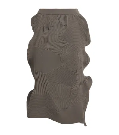 Issey Miyake Kone Kone Midi Skirt In Gray
