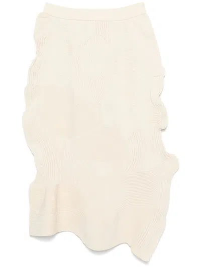 Issey Miyake Kone Kone Midi Skirt In Washi White