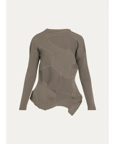 Issey Miyake Kone Kone Textural Ribbed Crewneck Sweater In Green