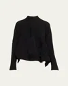 Issey Miyake Kone Kone Ribbed Mock-neck Top In Black