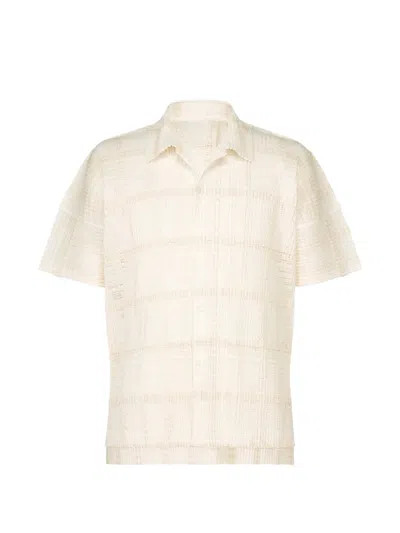 Issey Miyake Lace Grid Pleats Short-sleeved Shirt In Neutral