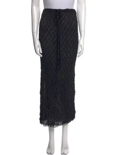 Pre-owned Issey Miyake Lace Pattern Midi Length Skirt In Black
