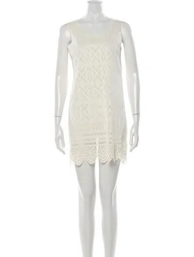 Pre-owned Issey Miyake Lace Pattern Mini Dress In Neutrals