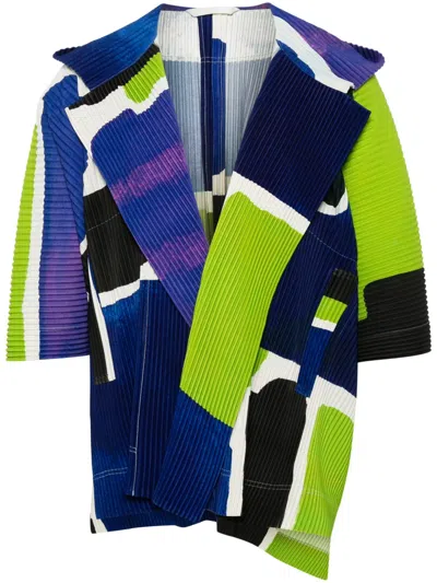 Issey Miyake Landscape Plissé-effect Jacket In 72-blue