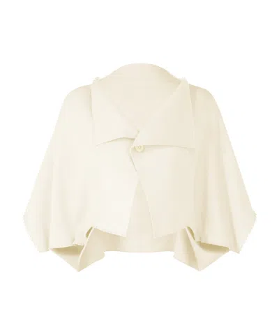 Issey Miyake Lapel Knitted Cardigan In White