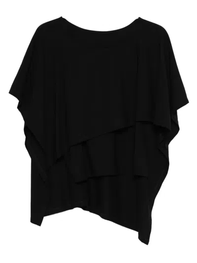 Issey Miyake Layered Asymmetric Top In Black