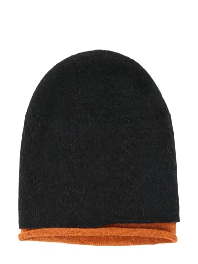 Issey Miyake Black & Orange Interplay Beanie In 17 Black Hued