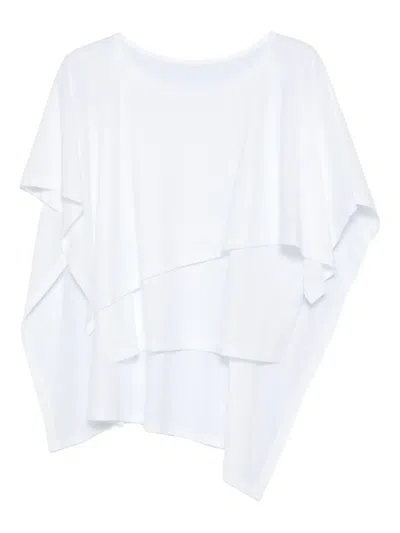 Issey Miyake Layered Draped Top In White