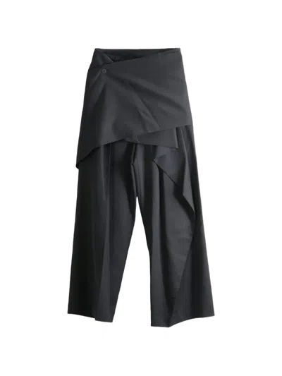Issey Miyake Layered Draped Trousers In Black