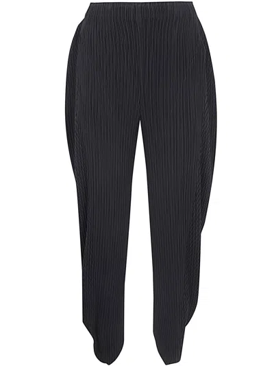 Issey Miyake Leaf Pleats Pants In Black