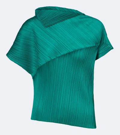 Issey Miyake Leap Pleated Top In Green