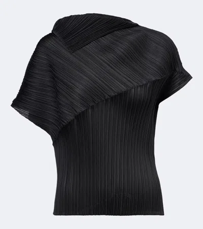Issey Miyake Leap Pleated Top In Black