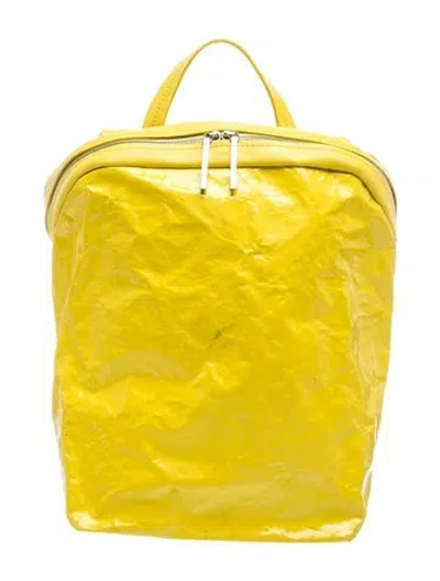 Pre-owned Issey Miyake Leather Backpack In Yellow