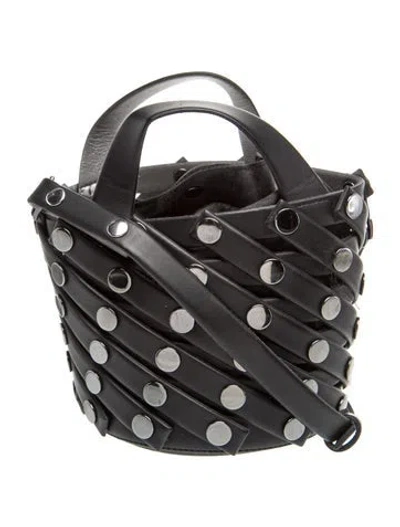 Pre-owned Issey Miyake Leather Crossbody Bag In Black