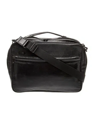 Pre-owned Issey Miyake Leather Messenger Bag In Black