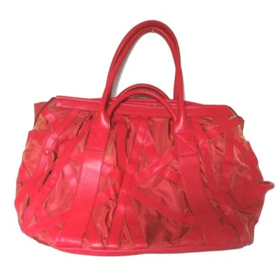 Pre-owned Issey Miyake Leather Nylon Boston Bag Tote Bag ()