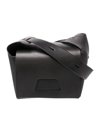 Pre-owned Issey Miyake Leather Shoulder Bag W/ Tags In Black