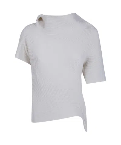Issey Miyake Life Form Asymmetric Knitted Top In White