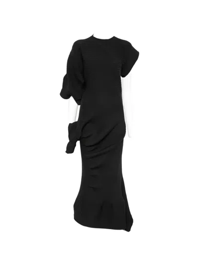 Issey Miyake Life Form Asymmetric Maxi Dress In Black